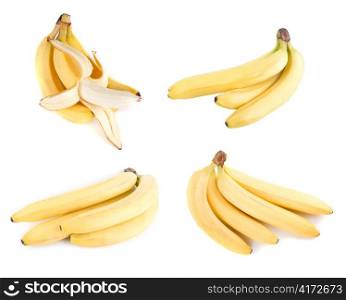 Ripe bananas set isolated on a white background