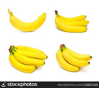 Ripe bananas set isolated on white background