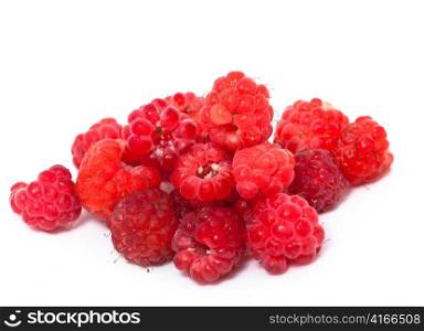 Ripe berries of raspberry on white background