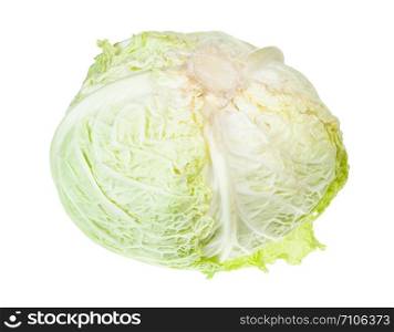 ripe cabbagehead of savoy cabbage isolated on white background