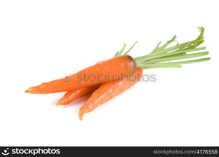 Ripe carrots isolated on a white background