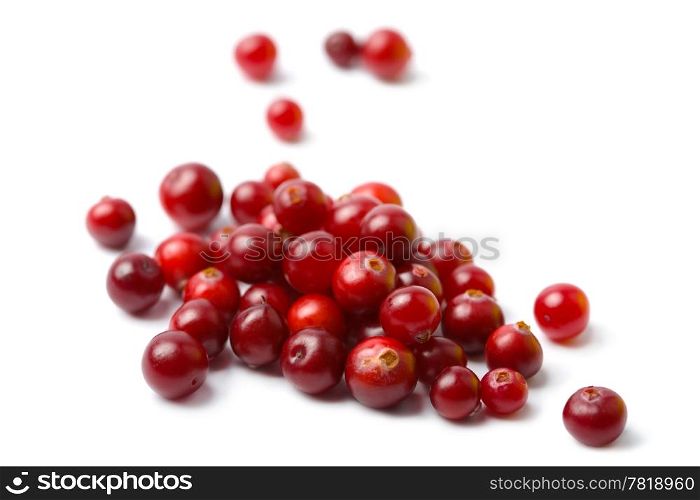 ripe cranberries isolated