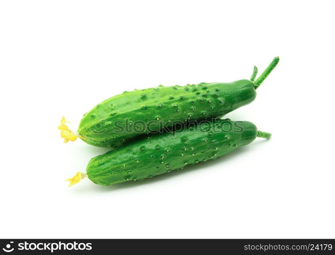 Ripe cucumbers isolated on a white background