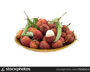 Ripe fruit of the lychee (Litchi chinensis) against, Isolated on white background