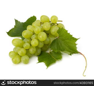 Ripe grape whith leaf isolated on white background