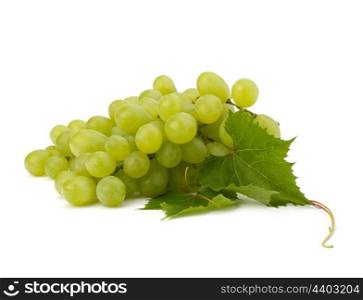 Ripe grape whith leaf isolated on white background