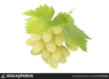 Ripe grapes with leaf, isolated on white background. (with clipping work path)