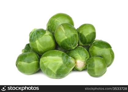 Ripe Green brussel sprouts isolated on white background