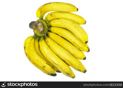Ripe Gros Michel banana isolated on white background, Krua Hom Thong Plants grown in Thailand