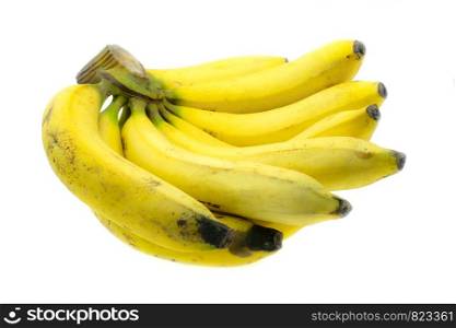 Ripe Gros Michel banana isolated on white background, Krua Hom Thong Plants grown in Thailand