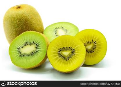 Ripe Kiwi fruit, isolated on a white background