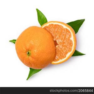 Ripe mandarin and leaf isolated on white background. mandarins