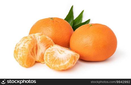 Ripe mandarines isolated on white background. Ripe mandarines on a white background