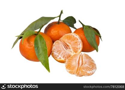 Ripe mandarins in isolateded on white background