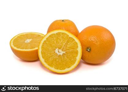 Ripe orange fruits, isolated on white background