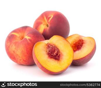 Ripe peach fruit isolated on white background cutout