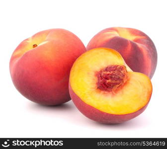 Ripe peach fruit isolated on white background cutout