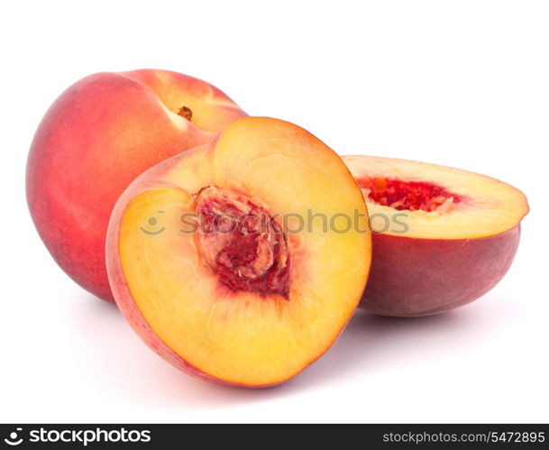 Ripe peach fruit isolated on white background cutout