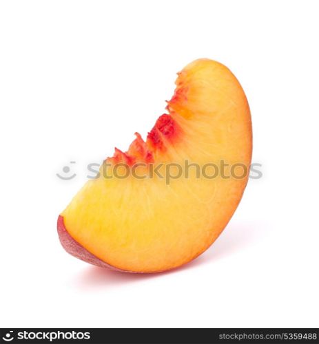 Ripe peach fruit slice isolated on white background cutout
