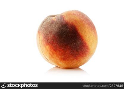 ripe peach isolated on white background
