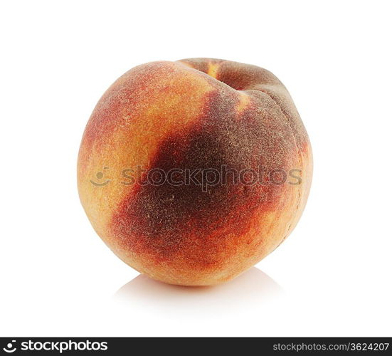 ripe peach isolated on white background