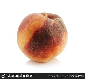 ripe peach isolated on white background