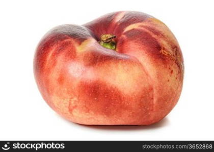 ripe peach isolated on white background