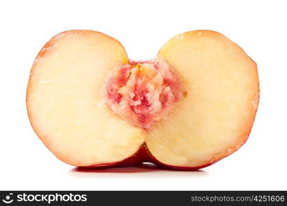 ripe peach isolated on white background