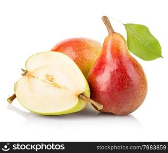 Ripe pears close-up isolated on a white background