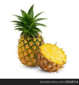 Ripe pineapple is tropical fruit isolated on white background.
