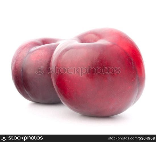 Ripe plum fruit isolated on white background cutout