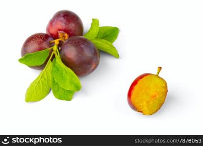 ripe plum isolated on a white background