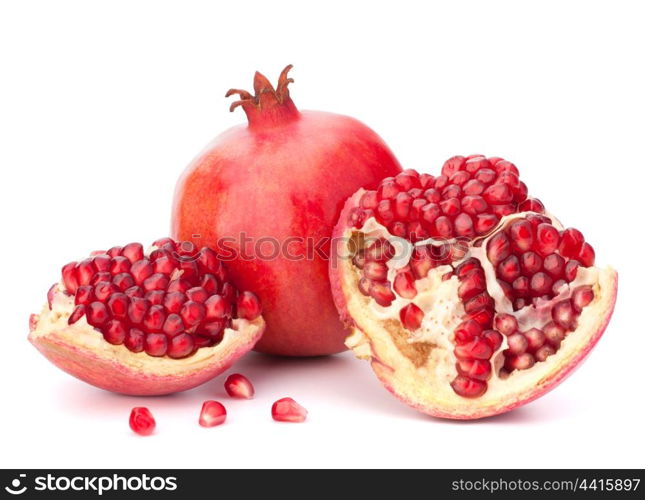 Ripe pomegranate fruit isolated on white background cutout