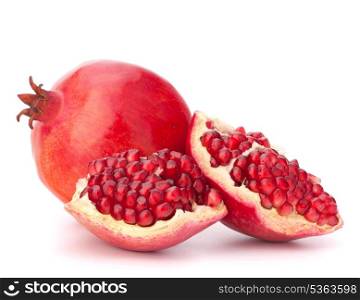 Ripe pomegranate fruit isolated on white background cutout