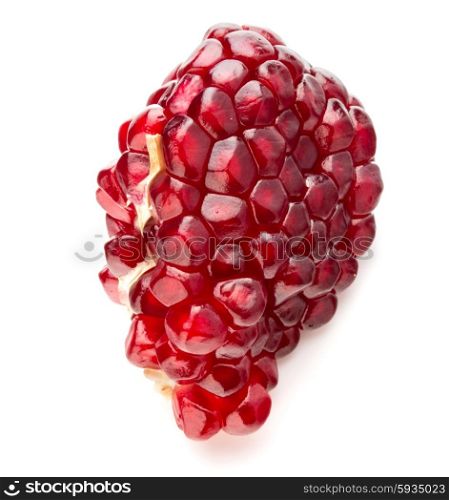 Ripe pomegranate fruit segment isolated on white background cutout