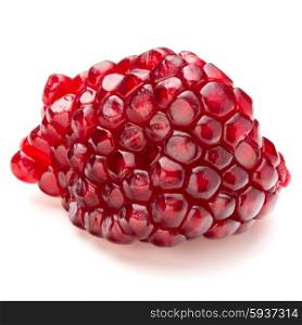 Ripe pomegranate fruit segment isolated on white background cutout