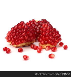 Ripe pomegranate piece isolated on white background