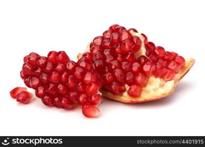 Ripe pomegranate piece isolated on white background