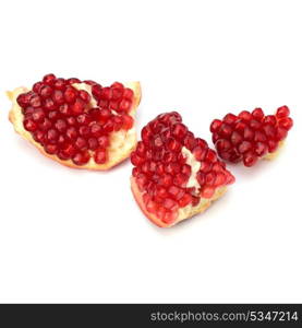 Ripe pomegranate piece isolated on white background