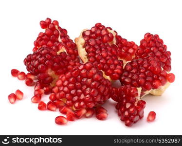 Ripe pomegranate piece isolated on white background