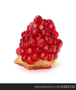 Ripe pomegranate piece isolated on white background
