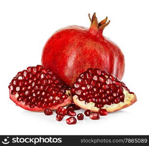 Ripe pomegranates isolated on a white background.