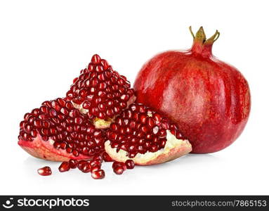 Ripe pomegranates isolated on a white background.