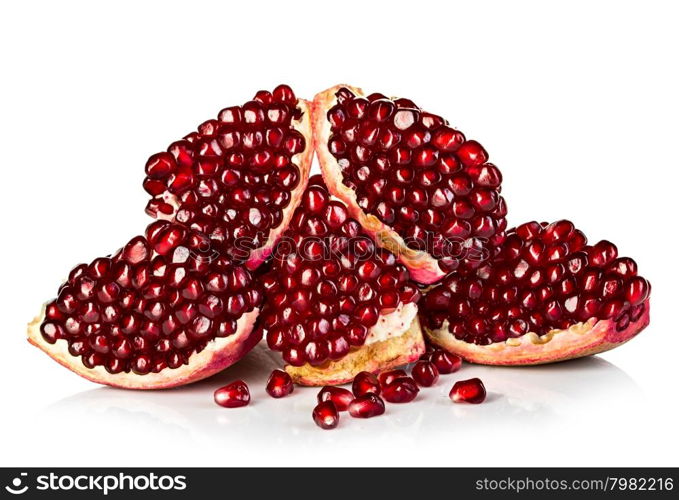 Ripe pomegranates isolated on a white background.