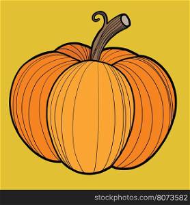 Ripe pumpkin, autumn harvest, pop art illustration. Farm product, vegetables. Thanksgiving and Halloween holiday