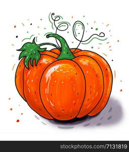 ripe pumpkin. autumn pumpkin harvest. orange pumpkin on a white background illustration.. Autumn pumpkin harvest orange pumpkin on a white background halloween illustration.