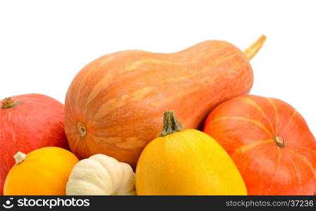 ripe pumpkins isolated on white background