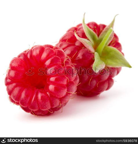 ripe raspberries isolated on white background close up