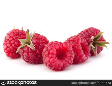 Ripe raspberries isolated on white background cutout