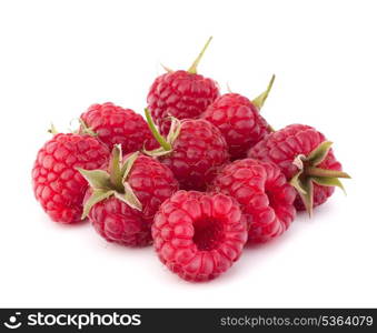 Ripe raspberries isolated on white background cutout